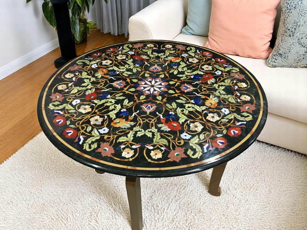 Handcrafted Black Marble Coffee Table : Pietradura Designer Modern Furniture